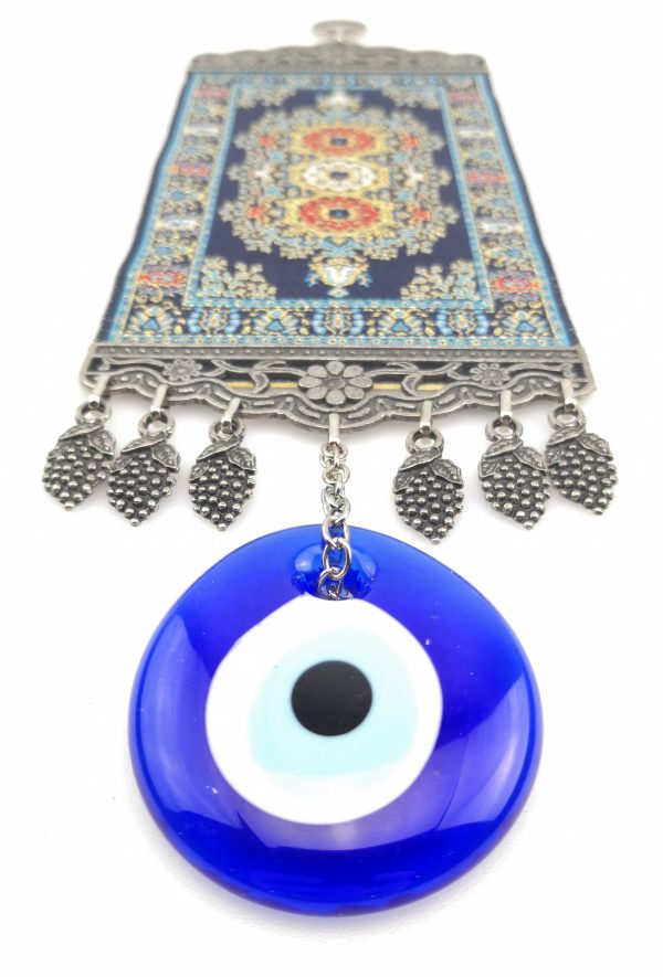 Handmade Turkish Carpet Wall Hanging - Evil Eye - Nazar Alloy - Image 6