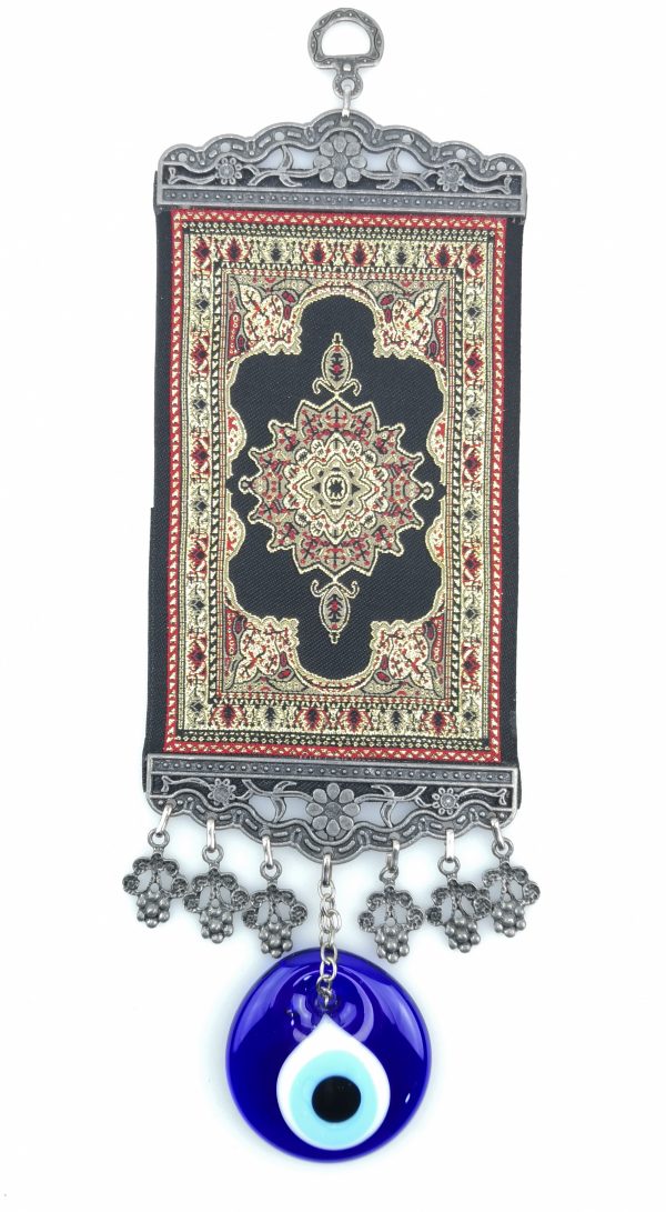 Handmade Turkish Carpet Wall Hanging - Evil Eye - Nazar Alloy