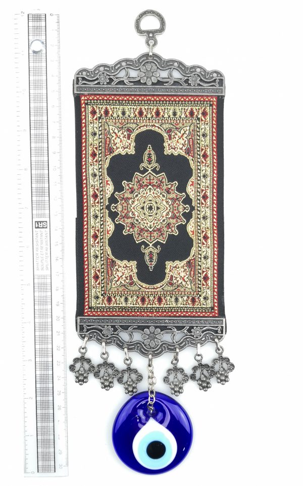 Handmade Turkish Carpet Wall Hanging - Evil Eye - Nazar Alloy - Image 4