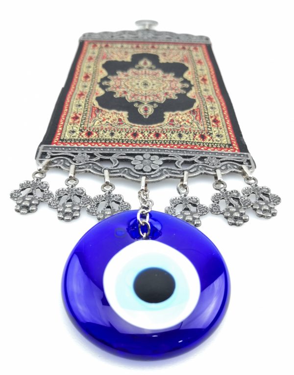 Handmade Turkish Carpet Wall Hanging - Evil Eye - Nazar Alloy - Image 6