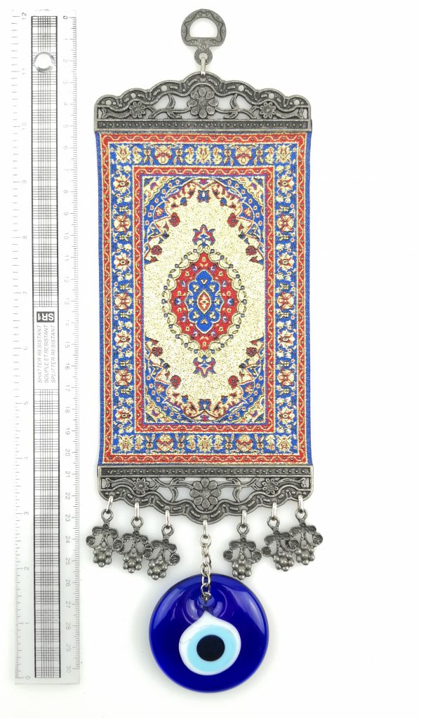 Handmade Turkish Carpet Wall Hanging - Evil Eye - Nazar Alloy - Image 4