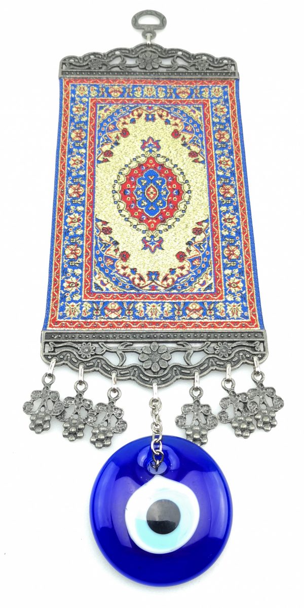 Handmade Turkish Carpet Wall Hanging - Evil Eye - Nazar Alloy - Image 5