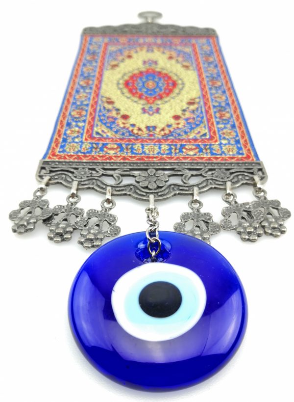 Handmade Turkish Carpet Wall Hanging - Evil Eye - Nazar Alloy - Image 6