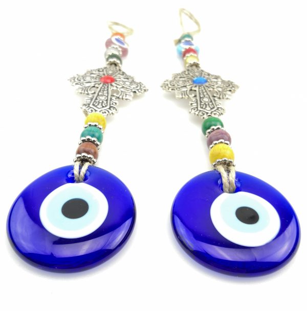 Handmade Wall Hanging Cross - Evil Eye - Nazar Alloy - Image 5