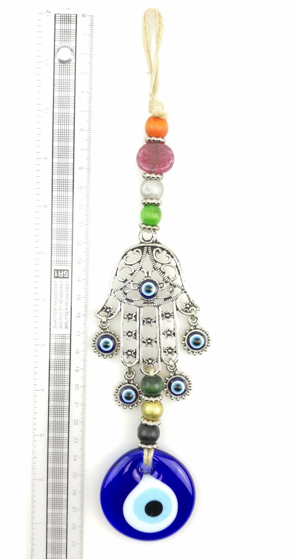 Handmade Wall Hanging - Hand of Hamsa - Fatima Evil Eye - Nazar Alloy - Xmas Gift - Image 4