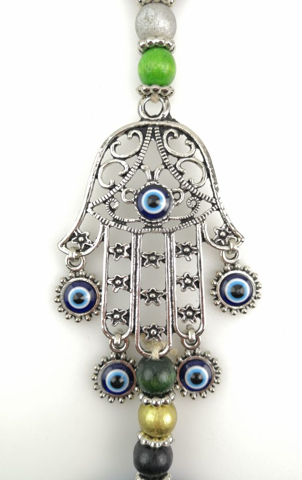 Handmade Wall Hanging - Hand of Hamsa - Fatima Evil Eye - Nazar Alloy - Xmas Gift - Image 3