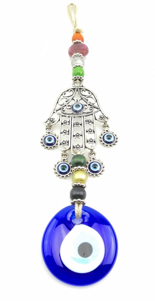 Handmade Wall Hanging - Hand of Hamsa - Fatima Evil Eye - Nazar Alloy - Xmas Gift - Image 5