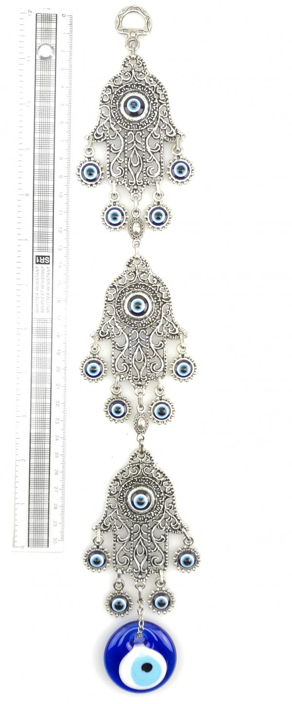 Handmade Wall Hanging - Hand of Hamsa - Fatima Evil Eye - Nazar Alloy - Image 4