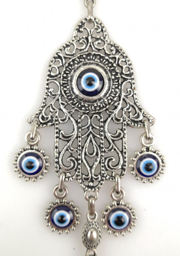 Handmade Wall Hanging - Hand of Hamsa - Fatima Evil Eye - Nazar Alloy - Image 3