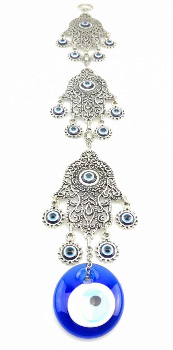 Handmade Wall Hanging - Hand of Hamsa - Fatima Evil Eye - Nazar Alloy - Image 5