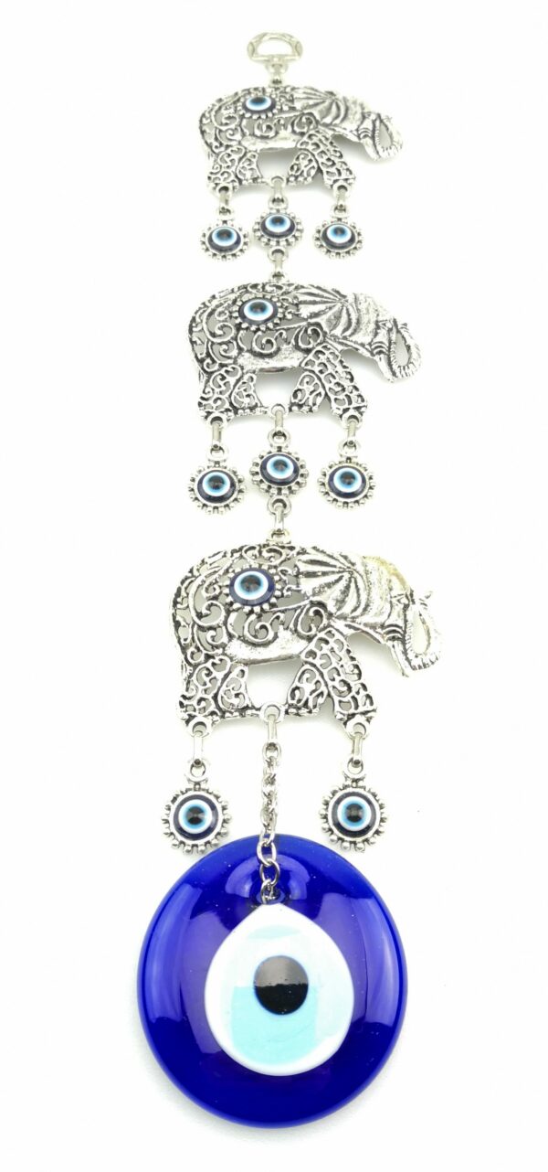 Handmade Wall Hanging - Three Elephants Evil Eye - Nazar Alloy - Image 5