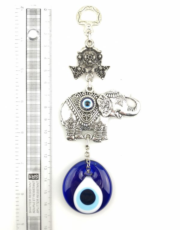 Handmade Wall Hanging - Elephants Evil Eye - Nazar Alloy - Image 4