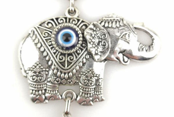 Handmade Wall Hanging - Elephants Evil Eye - Nazar Alloy - Image 3