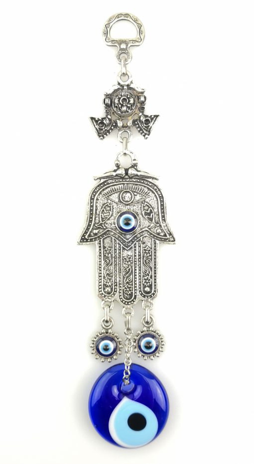Handmade Wall Hanging - Hand of Hamsa - Fatima Evil Eye - Nazar Alloy