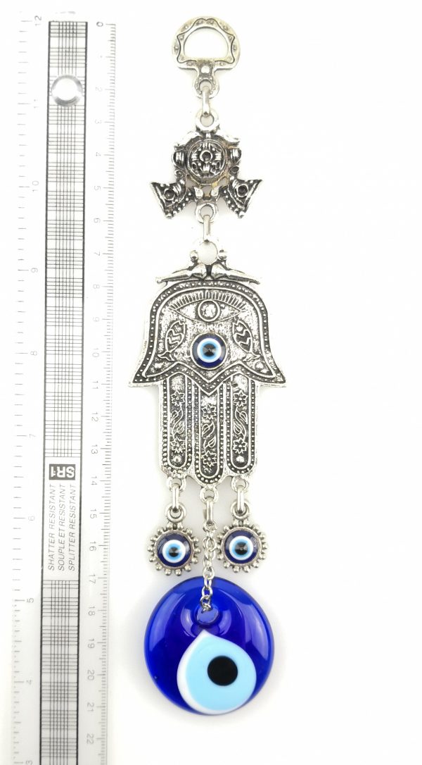 Handmade Wall Hanging - Hand of Hamsa - Fatima Evil Eye - Nazar Alloy - Image 4