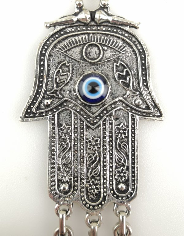 Handmade Wall Hanging - Hand of Hamsa - Fatima Evil Eye - Nazar Alloy - Image 3