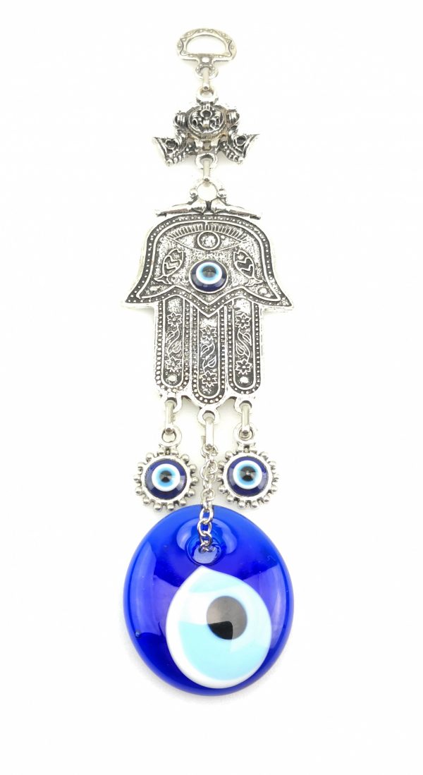 Handmade Wall Hanging - Hand of Hamsa - Fatima Evil Eye - Nazar Alloy - Image 5