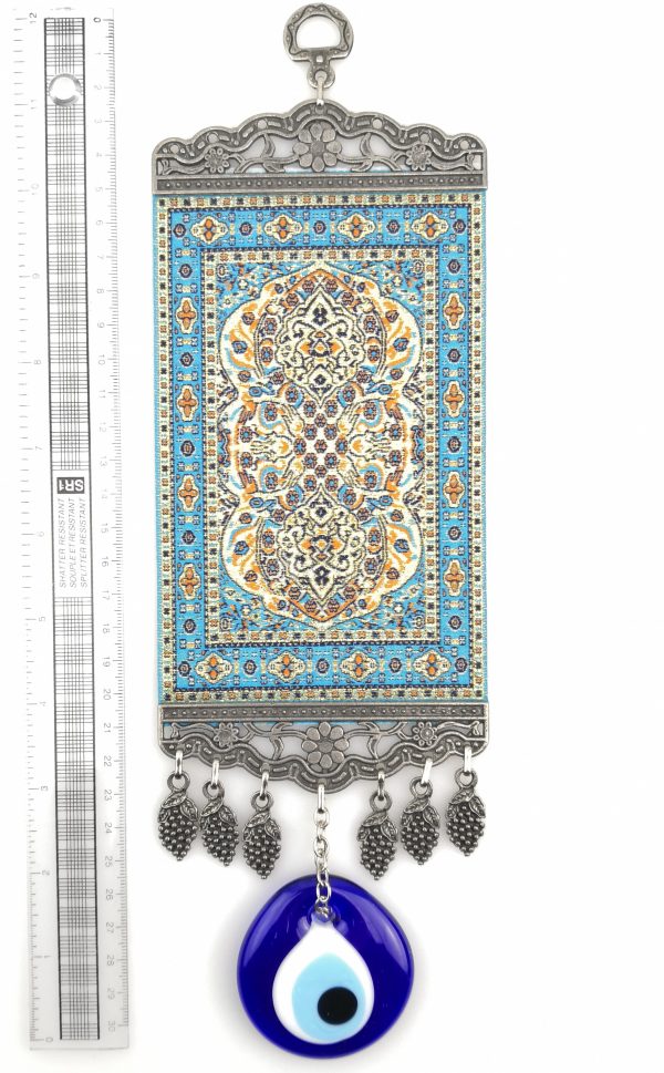 Handmade Turkish Carpet Wall Hanging - Evil Eye - Nazar Alloy - Image 4