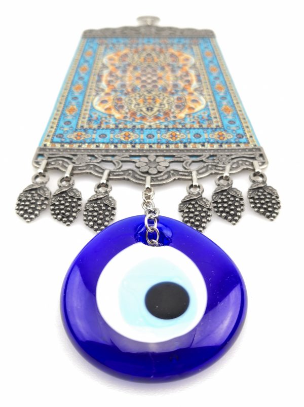 Handmade Turkish Carpet Wall Hanging - Evil Eye - Nazar Alloy - Image 6