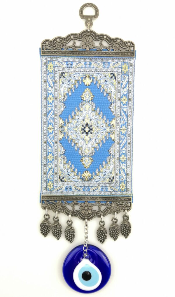 Handmade Turkish Carpet / Evil Eye – Nazar Alloy Wall Hanging