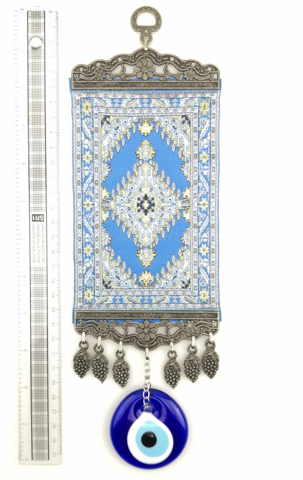 Handmade Turkish Carpet / Evil Eye – Nazar Alloy Wall Hanging - Image 4