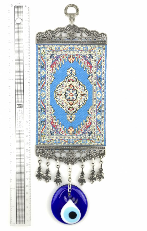 Handmade Turkish Carpet Wall Hanging - Evil Eye - Nazar Alloy - Image 4