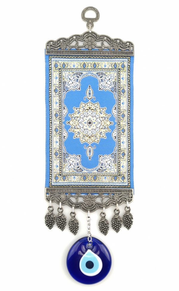 Handmade Turkish Carpet Wall Hanging - Evil Eye - Nazar Alloy