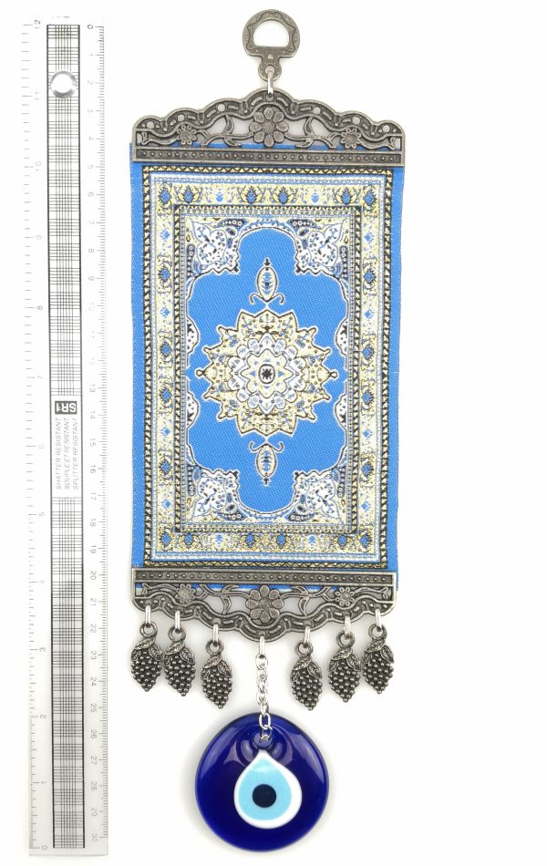 Handmade Turkish Carpet Wall Hanging - Evil Eye - Nazar Alloy - Image 4