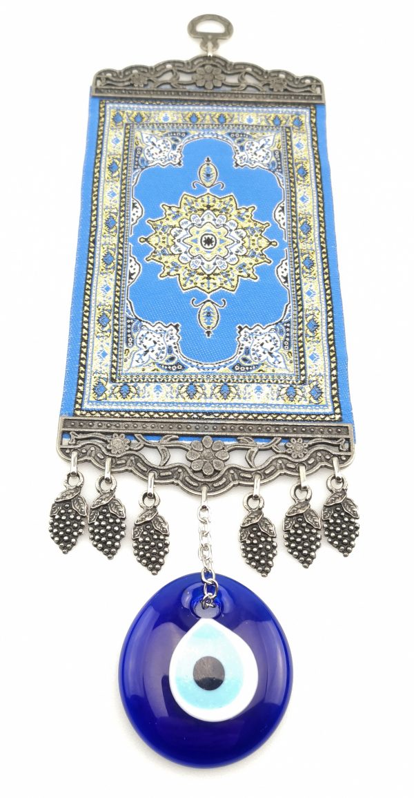 Handmade Turkish Carpet Wall Hanging - Evil Eye - Nazar Alloy - Image 5