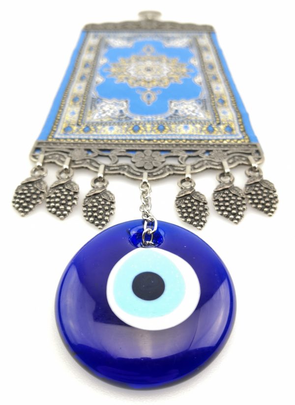 Handmade Turkish Carpet Wall Hanging - Evil Eye - Nazar Alloy - Image 6