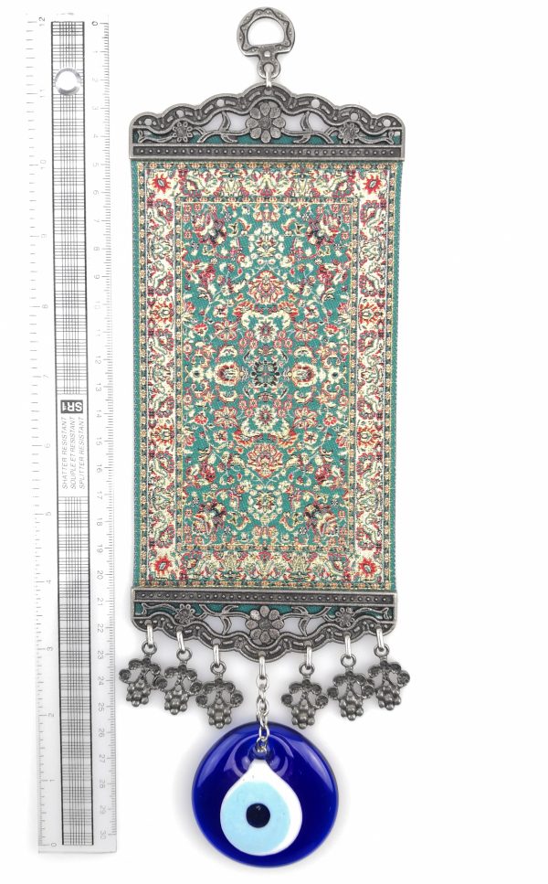 Handmade Turkish Carpet Wall Hanging - Evil Eye - Nazar Alloy - Image 4