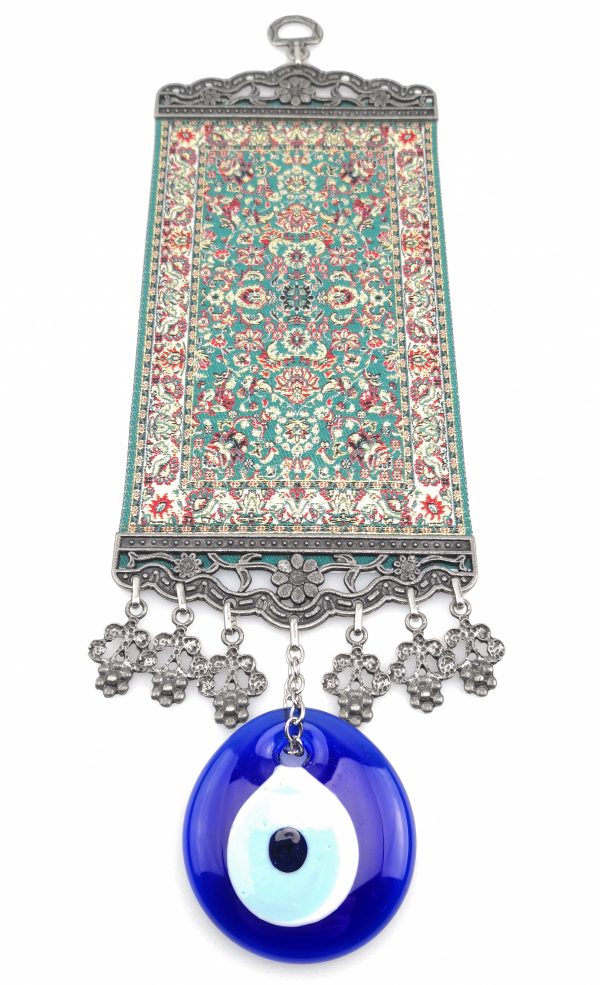 Handmade Turkish Carpet Wall Hanging - Evil Eye - Nazar Alloy - Image 5