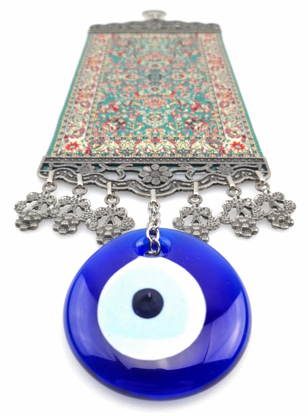 Handmade Turkish Carpet Wall Hanging - Evil Eye - Nazar Alloy - Image 6