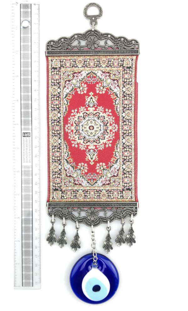 Handmade Turkish Carpet Wall Hanging - Evil Eye - Nazar Alloy - Image 4