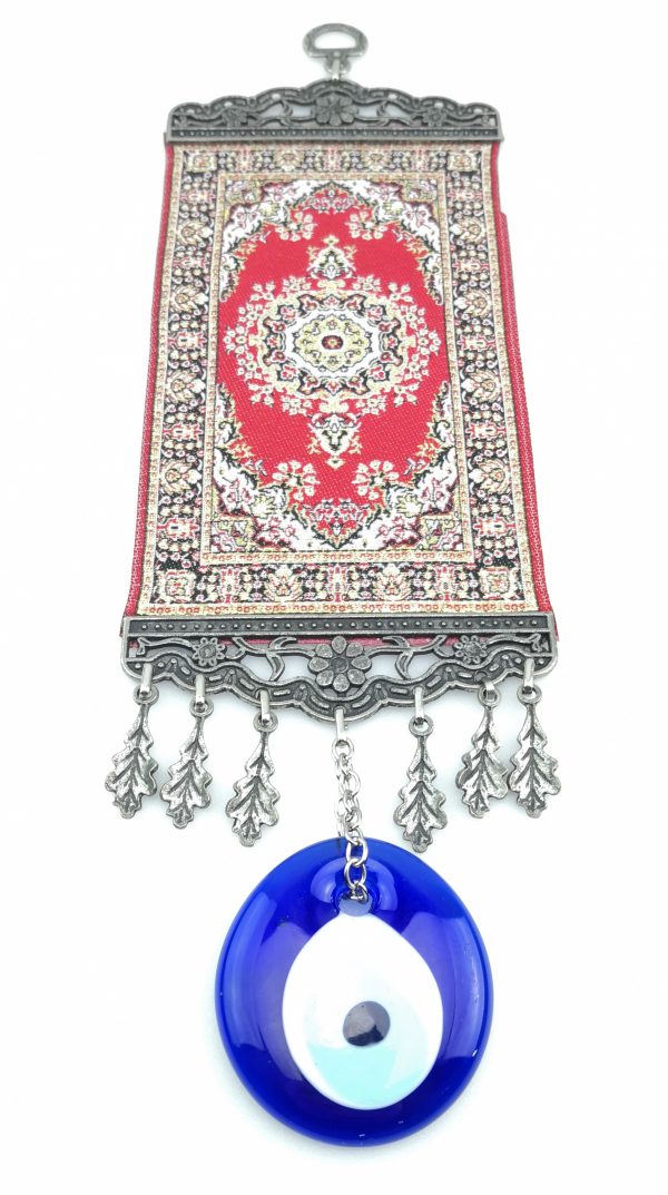 Handmade Turkish Carpet Wall Hanging - Evil Eye - Nazar Alloy - Image 5