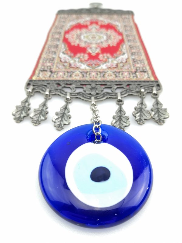 Handmade Turkish Carpet Wall Hanging - Evil Eye - Nazar Alloy - Image 6