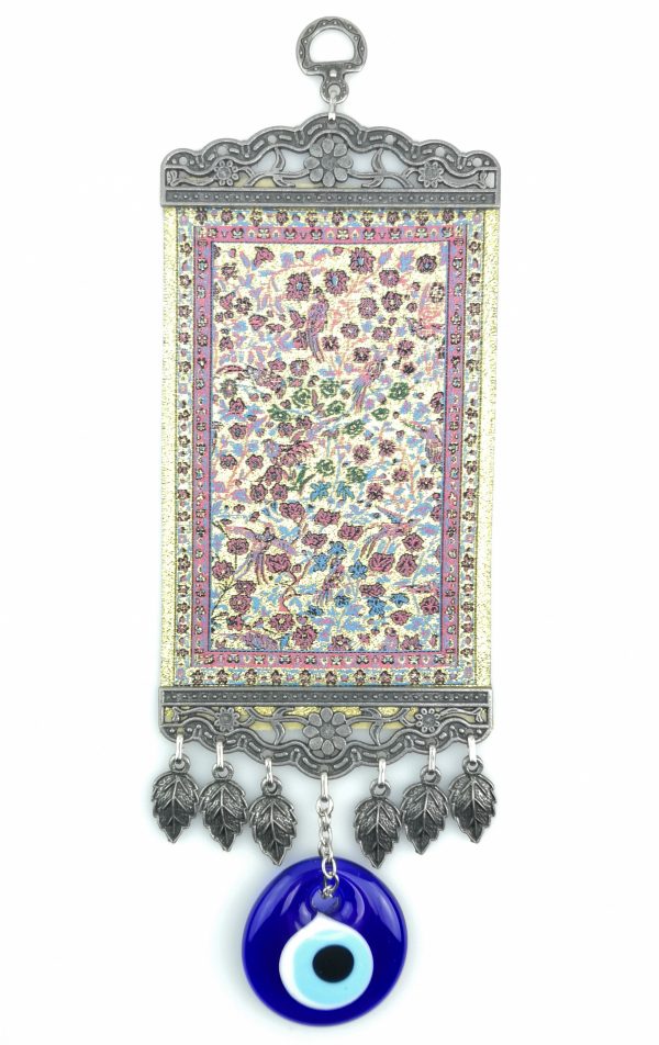 Handmade Turkish Carpet Wall Hanging - Evil Eye - Nazar Alloy