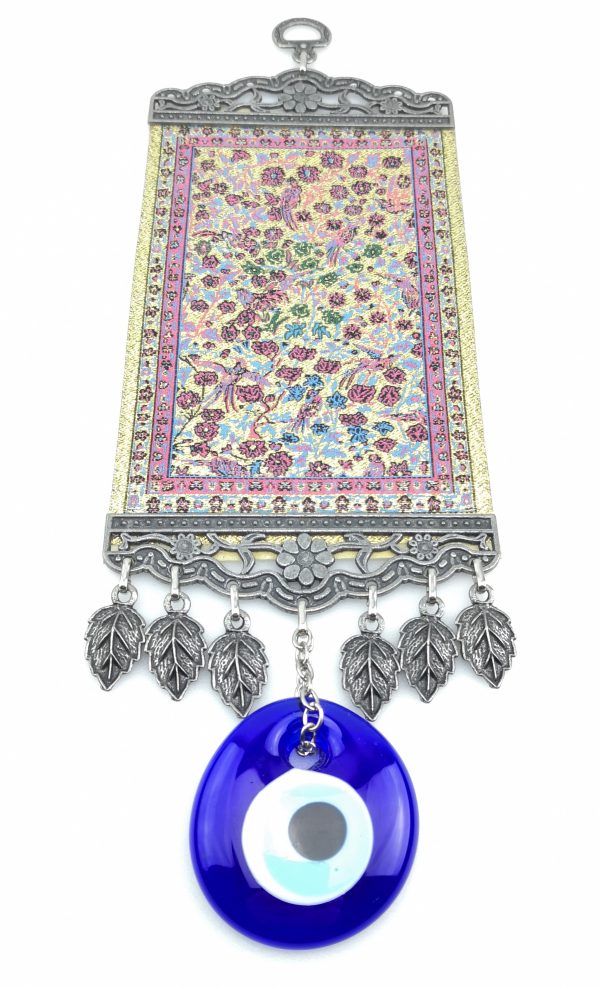 Handmade Turkish Carpet Wall Hanging - Evil Eye - Nazar Alloy - Image 5