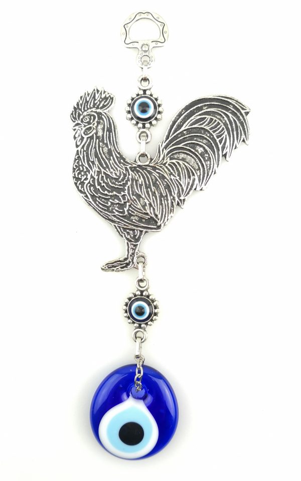 Handmade Rooster Wall Hanging - Evil Eye - Nazar Alloy