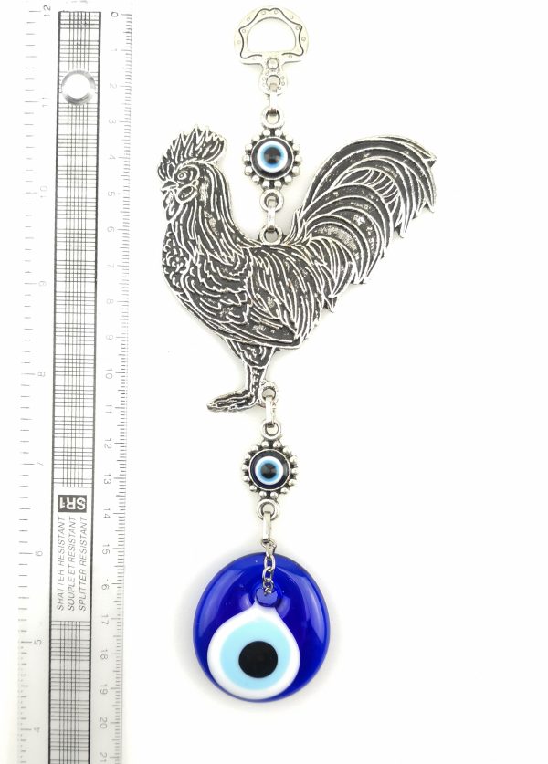 Handmade Rooster Wall Hanging - Evil Eye - Nazar Alloy - Image 4