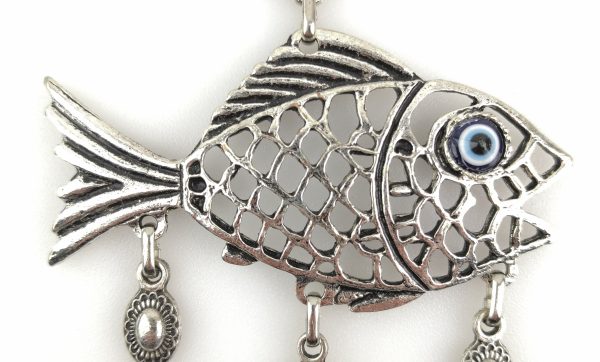 Handmade Fish Wall Hanging - Evil Eye - Nazar Alloy - Image 3