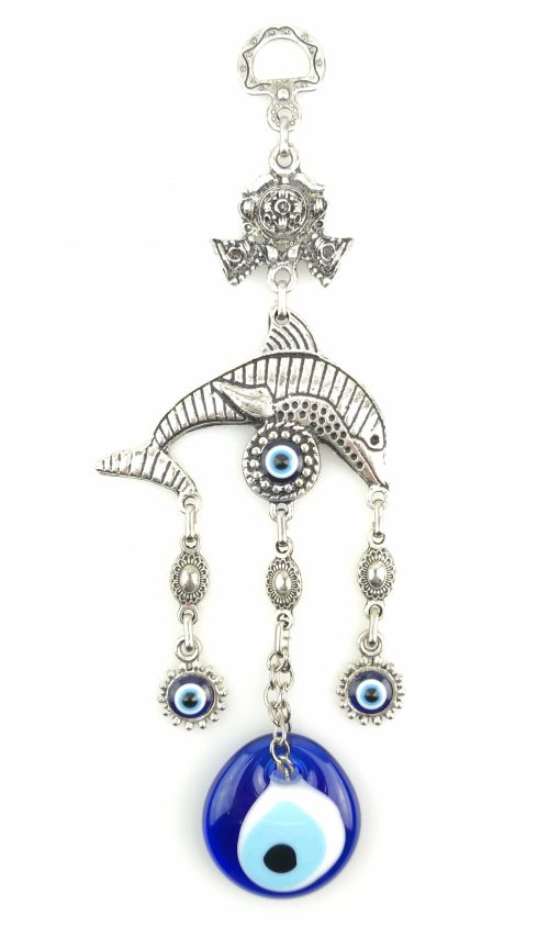 Handmade Dolphin Wall Hanging - Evil Eye - Nazar Alloy