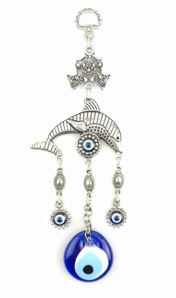 Handmade Dolphin Wall Hanging - Evil Eye - Nazar Alloy