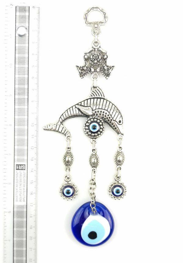 Handmade Dolphin Wall Hanging - Evil Eye - Nazar Alloy - Image 4