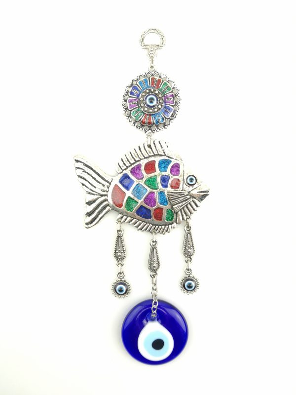 Handmade Fish Wall Hanging - Evil Eye - Nazar Alloy