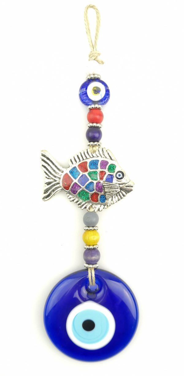 Handmade Fish Wall Hanging - Evil Eye - Nazar Alloy