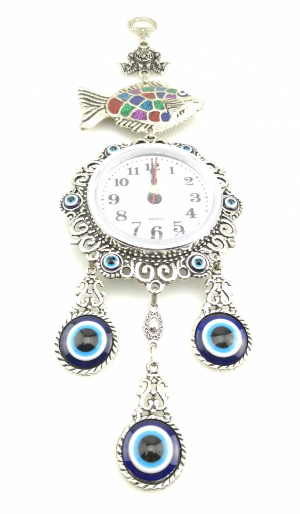 Handmade Wall Clock - Fish Wall Hanging - Evil Eye - Nazar Alloy - Image 5