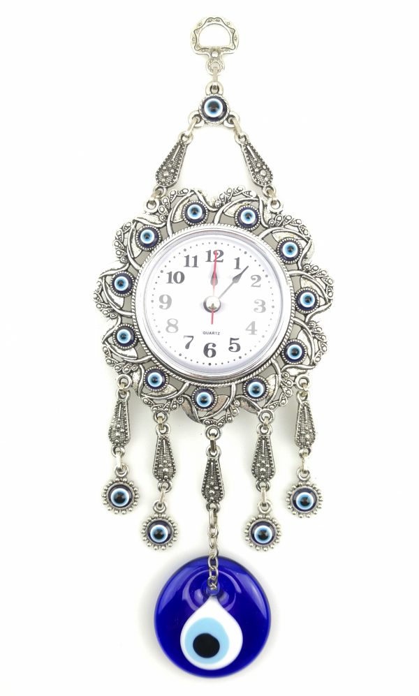 Handmade Wall Clock - Evil Eye Wall Hanging - Nazar Alloy