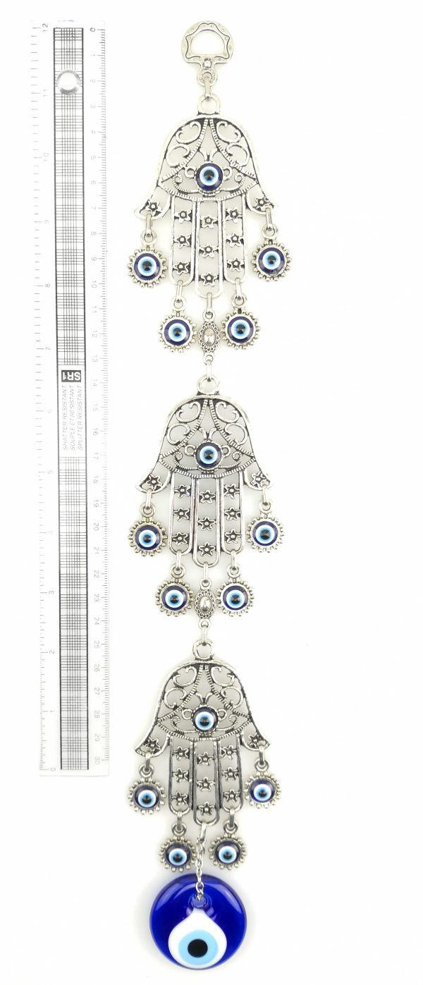 Handmade Hand of Hamsa Wall Hanging - Fatima Evil Eye - Nazar Alloy - Image 4