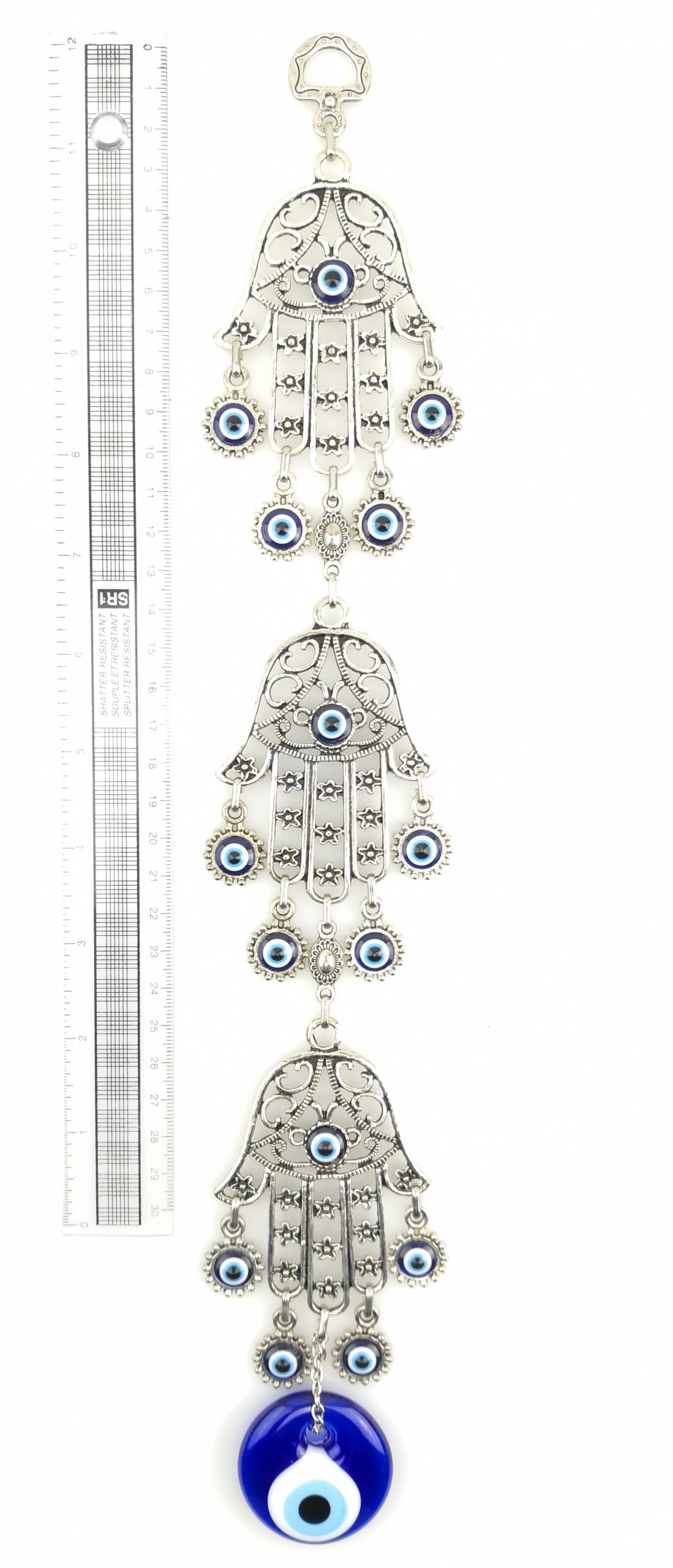 Handmade Hand of Hamsa Wall Hanging - Fatima Evil Eye - Nazar Alloy - Image 4